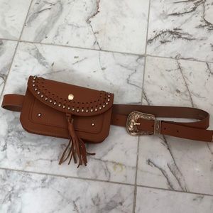 free people tan leather belt bag